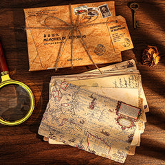 30 Retro Postcards with Hemp Rope