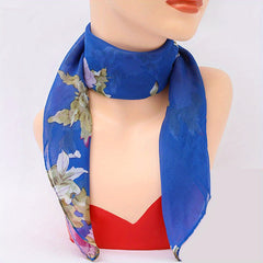 Floral Print Bandana Boho Chiffon Neckerchief Scarf Head Wrap Bag Handle Charm