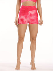 Tie Dye Jacquard Yoga Shorts Seersucker Fabric Stretchy Sports Shorts
