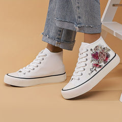 Girls' High Top Flower Skate Shoes Non Slip Lace Up Sneakers
