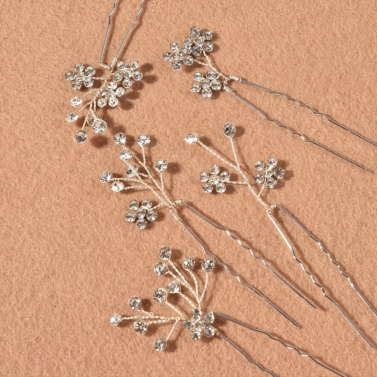 5pcs Rhinestone Flower Hair Pin Non Slip Hair Styling Accessory