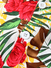 Boys Flower And Leaf Print Casual Outfit Set