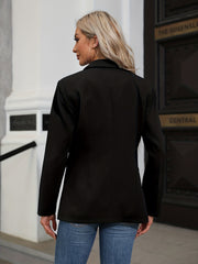 Solid Lapel Blazer Casual Open Front Long Sleeve Work Office Outerwear