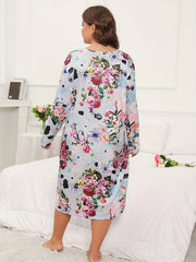 Floral Print Plus Size Lounge Dress for Women