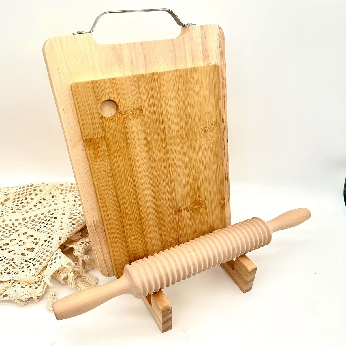 Wooden Serving Board Storage Rack for Kitchen