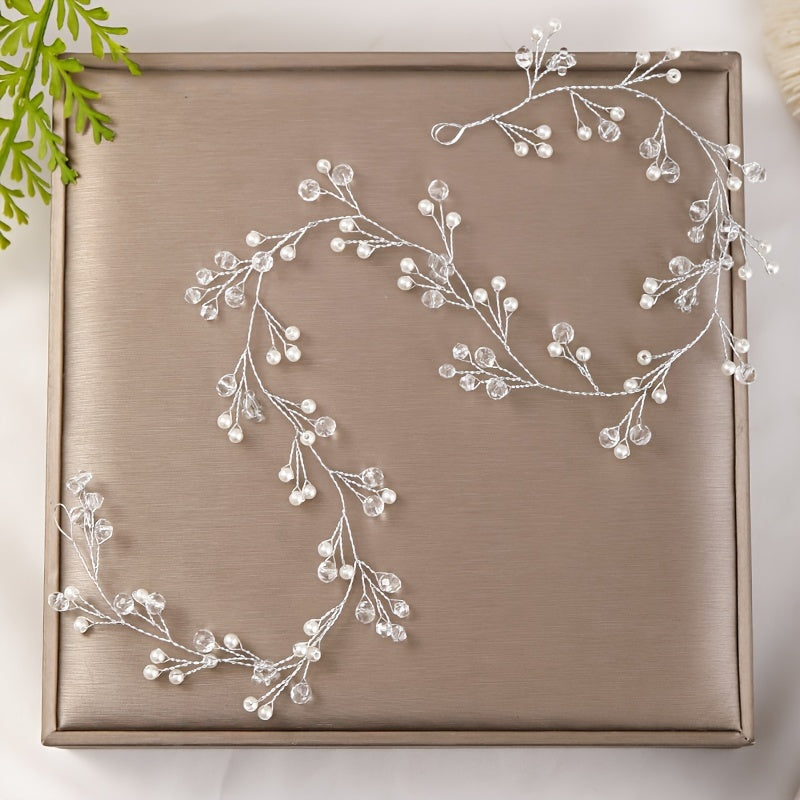 Bridal Hairband Pearl Crystal Beaded Hair Accessories Wedding