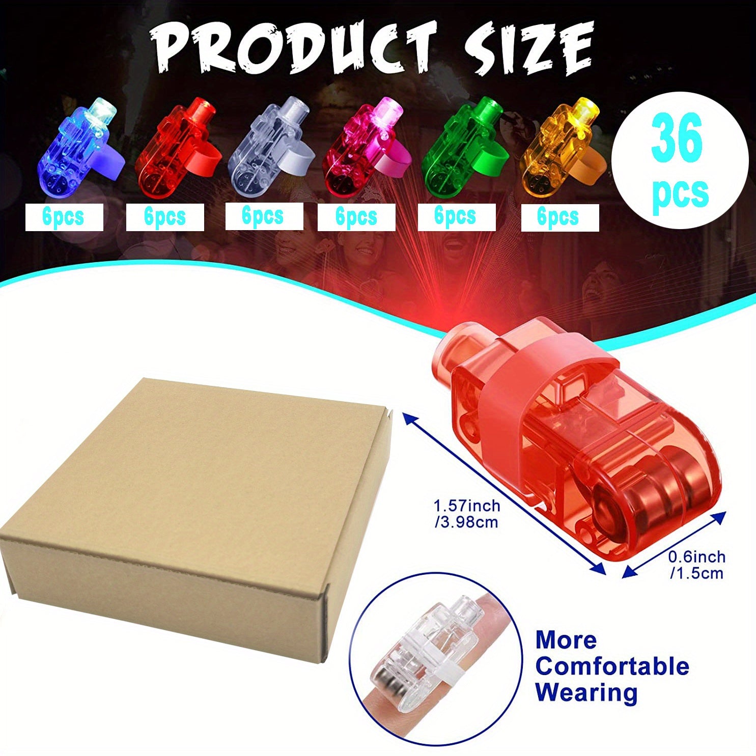 6 Colors LED Kids Party Finger Lights Light Up Ring Toys Halloween Rave