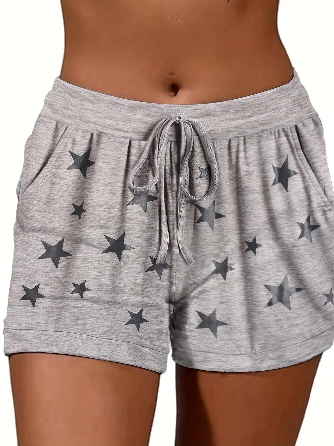 Star Print Drawstring Waist Shorts for Women