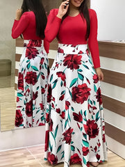 Floral Print Long Sleeve Dress for Women