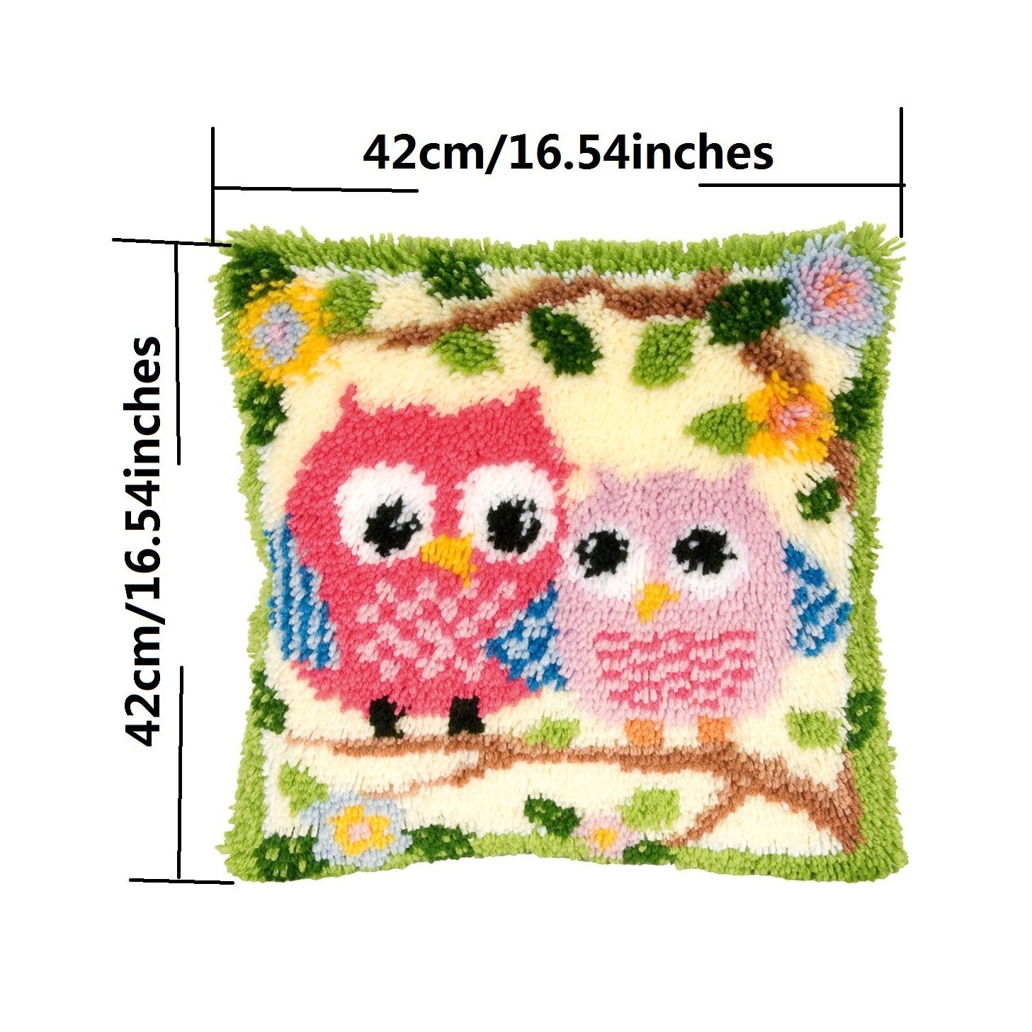 Latch Hook Kit DIY Throw Pillow Cover Christmas Gift Owl Dog Cat Bear Bird Print