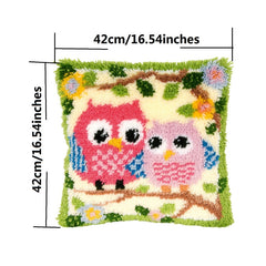 Latch Hook Kit DIY Throw Pillow Cover Christmas Gift Owl Dog Cat Bear Bird Print
