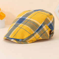 Retro Plaid Pattern Dopamine Style Peaked Cap for Party