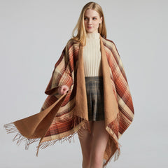 Striped Tassel Shawl Boho Cashmere Wrap Thickened Warm Cape