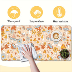 Retro 70s Floral Hippie Mushrooms Gaming Mouse Pad