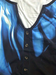 Ombre Button Notched Neck Tank Top