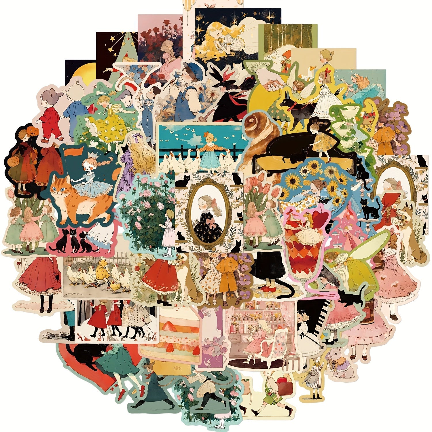 50pcs Cartoon Fairy Tale Girl Series Stickers For DIY Decoration