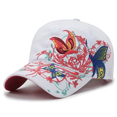 Butterfly Embroidery Baseball Cap Vintage Y2K Adjustable Sports Hat Sun Hat