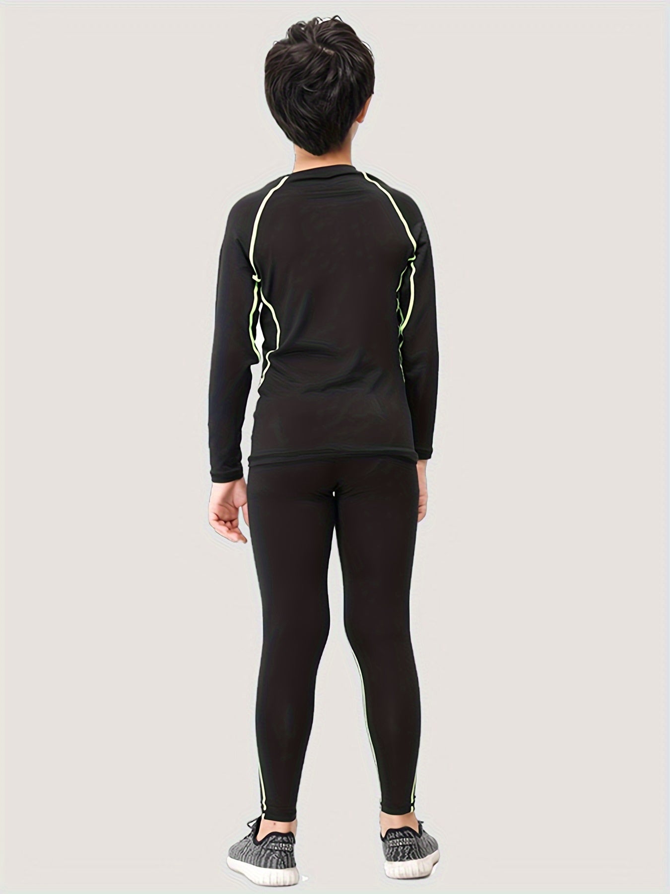 Boys Sports Tights Suit Long Sleeve Top & Leggings Quick Drying Fitness Wear