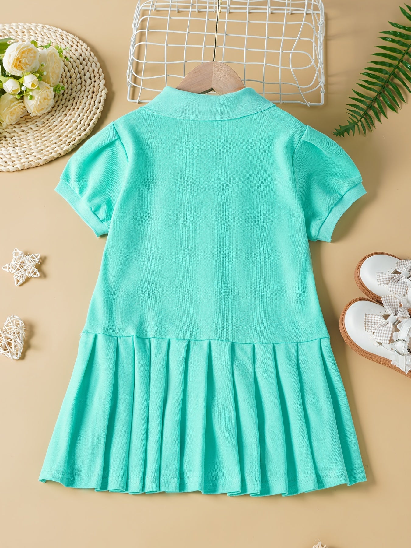 Girls Casual Polo Neck Uniform Dress For Summer Holiday Kids Clothes