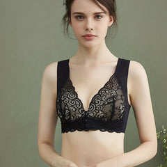 Lace Plunge Bra Front Buckle Push Up Bra Women's Lingerie