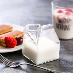 Hand Blown Clear Glass Box Mini Milk Carton Creamer Cup Mug