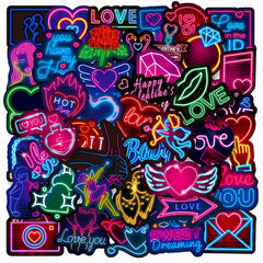 50Pcs Neon Lover Graffiti Stickers Waterproof DIY Toy