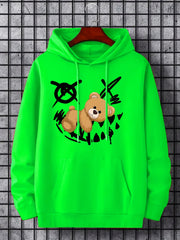 Teddy Bear Print Hoodie Men's Casual Graphic Pullover Hooded Sweatshirt