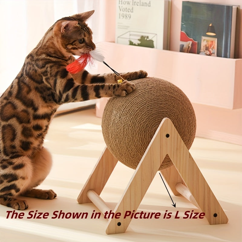 Cat Scratching Pad With Bell Wooden Cat Claw Grinding Toy