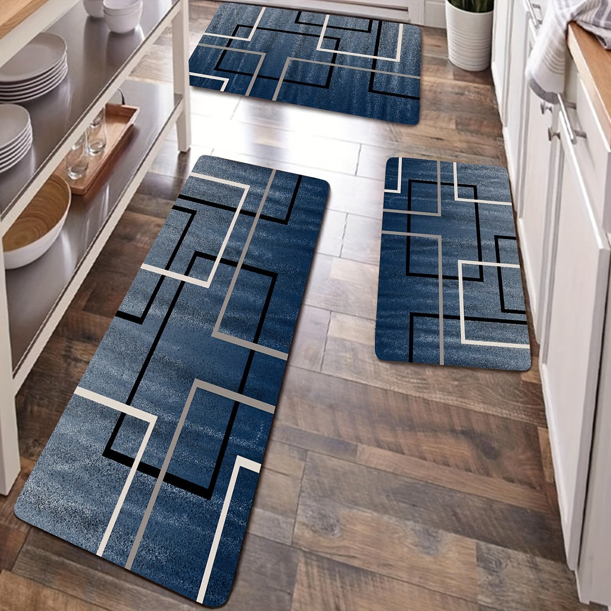 Geometric Anti-Fatigue Kitchen Mat, Non-Slip Foam Absorbent Bath Mat