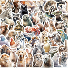 50pcs Realistic Animal Stickers Waterproof PVC Collection