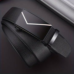 Men's Automatic Buckle PU Leather Belt for Business Pants