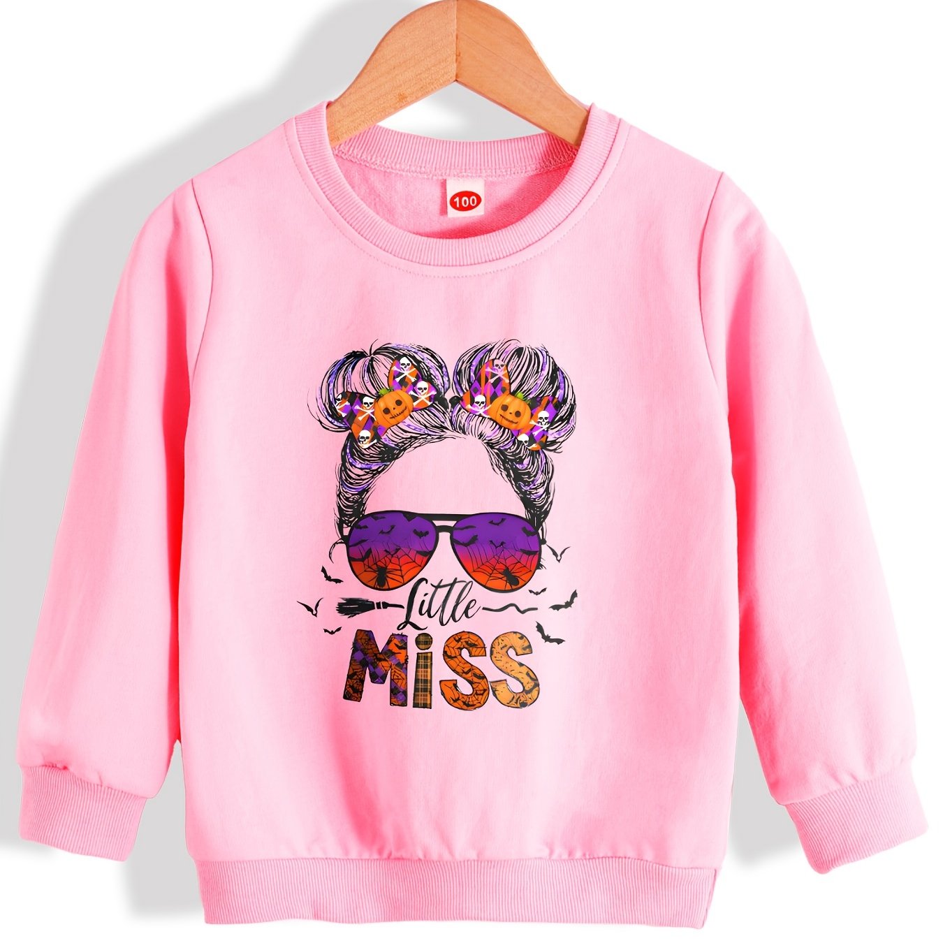 Little Miss Portrait Halloween Sweatshirt For Girls