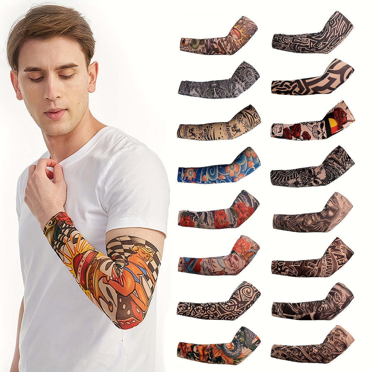 Men's Cooling Arm Sleeves Long Anti slip UV Protection Sports Arm Sleeves