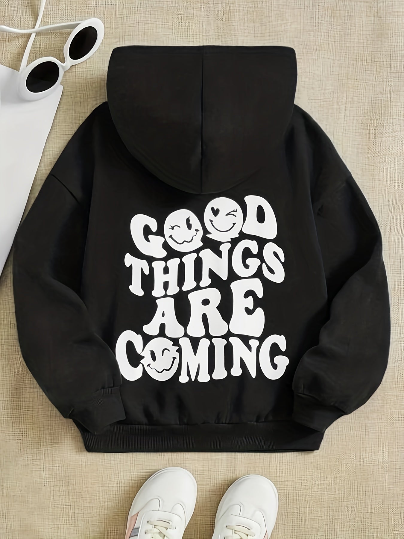 Girl's Fleece Slogan Hoodie Sweatshirt Pullover