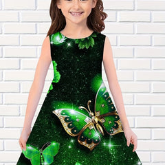 Girls 3D Print Butterfly Princess Dress
