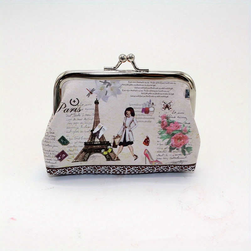 Vintage Floral Coin Purse Clutch Bag Kiss lock Closure Wallets For Women