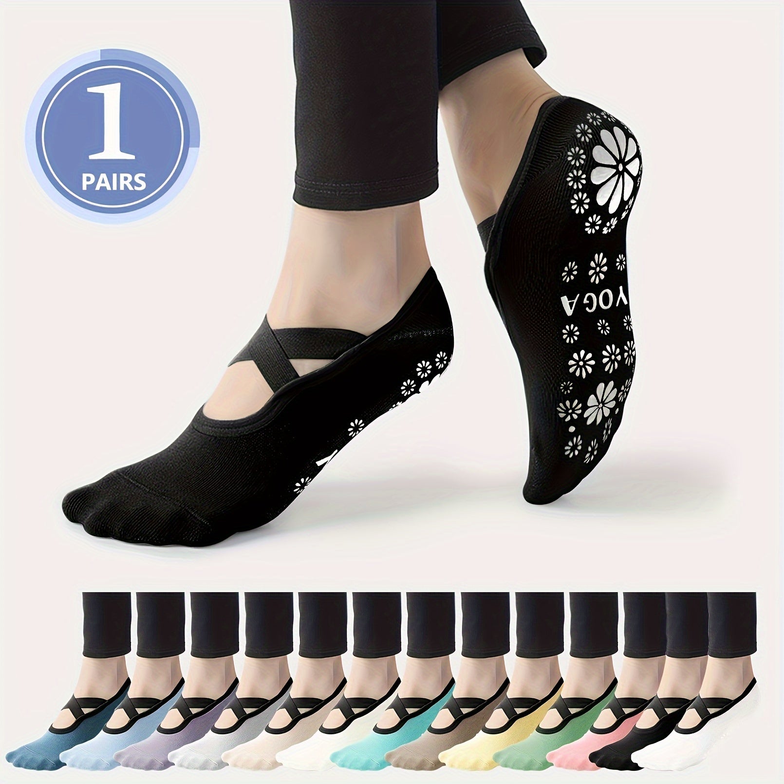 Cross Strap Non-slip Yoga Socks Breathable Gripper Socks