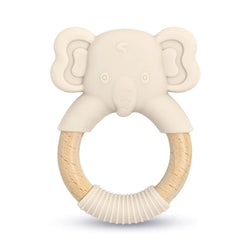 Silicone Baby Teether Toy with Natural Beech Wood Handle