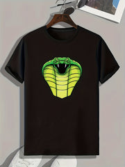 Snake Pattern Print Men's Comfy Sports T-shirt