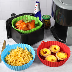 3pcs Air Fryer Silicone Liners Pot For 3-5 QT Air Fryer Reusable Baking Tray