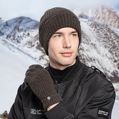 Striped Wool Knitted Hat And Gloves Set