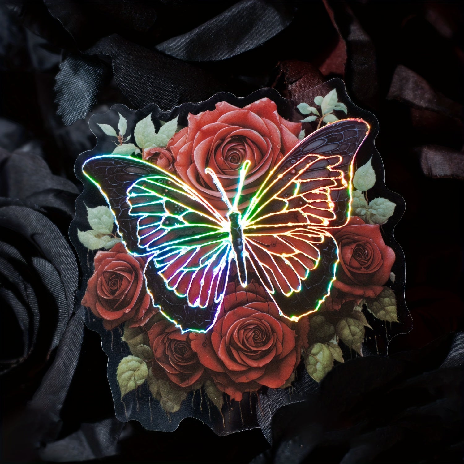 10 Sheets Spooky Butterfly Series PET Laser Silvery Stickers