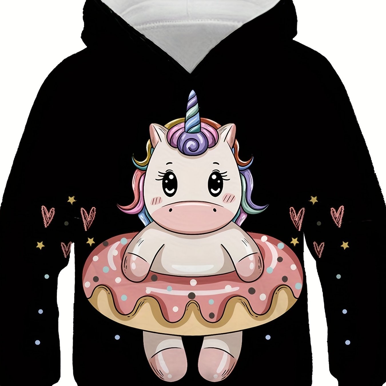 Boy's Cartoon Pony Print Hoodie Slightly Stretch Hooded Sweatshirt