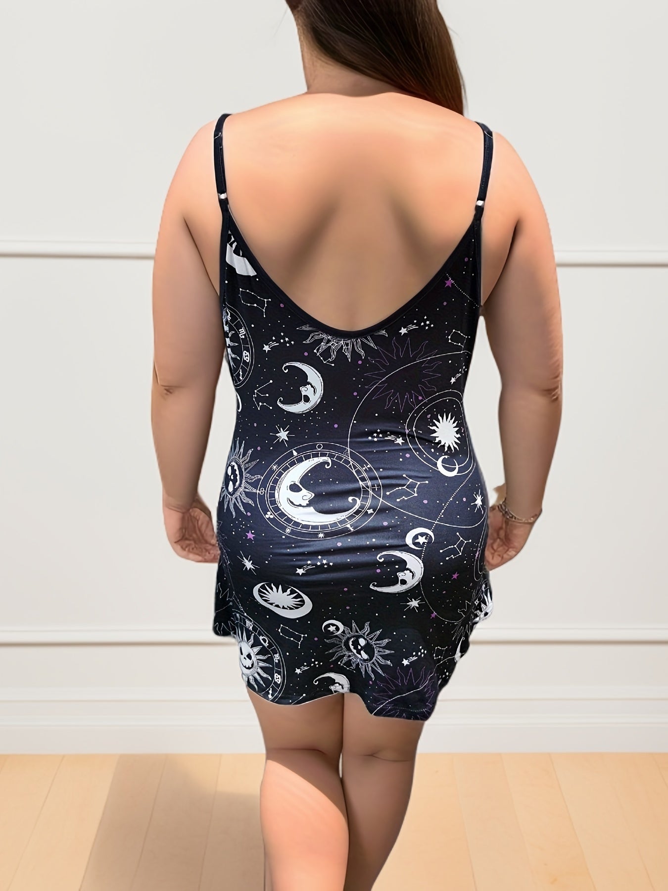 Gothic Moon Sun Print Cami Tops & Flared Leg Pants Two Piece Set