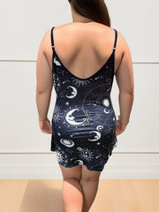 Gothic Moon Sun Print Cami Tops & Flared Leg Pants Two Piece Set
