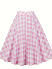 Plaid Print A Line Swing Skirt For Summer