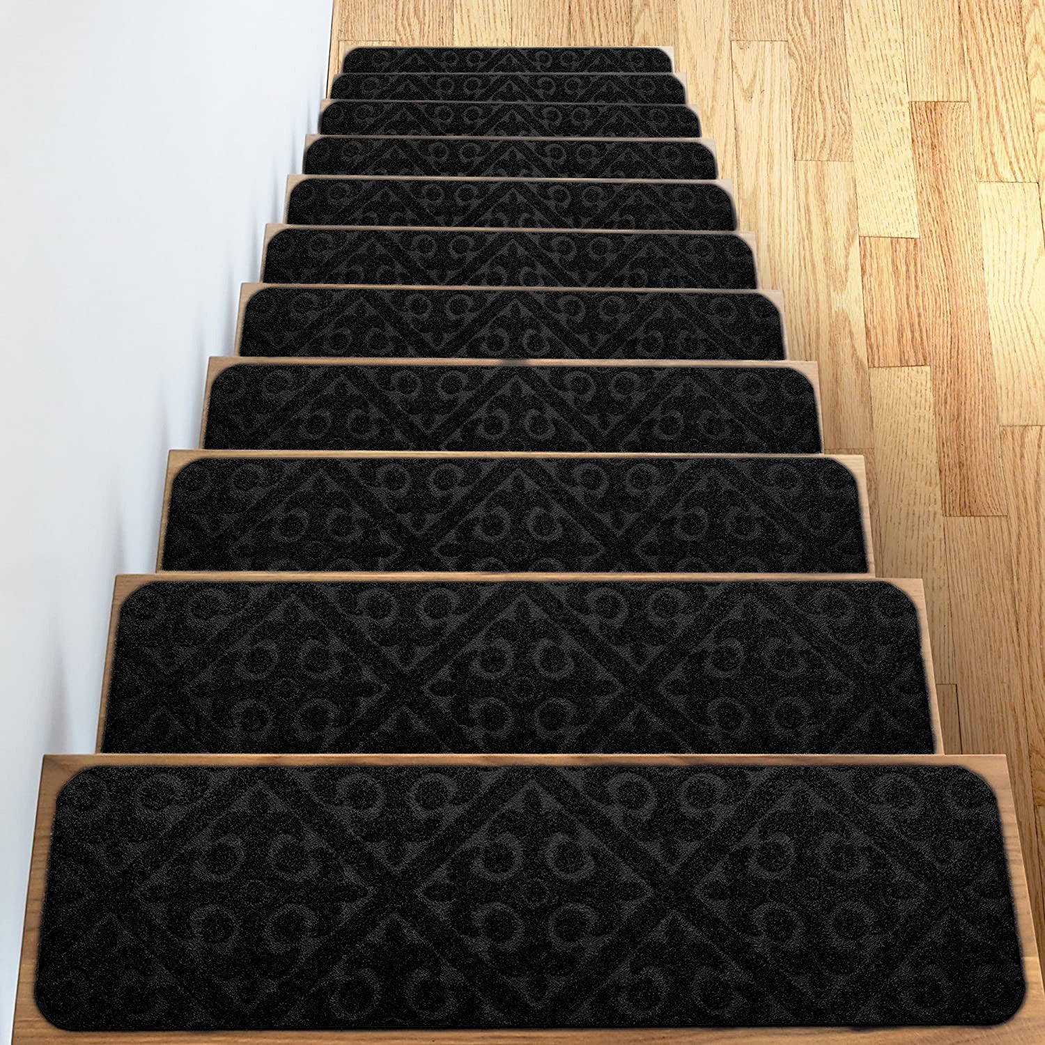 6pcs Non-slip Stair Mats Self-adhesive Washable Step Mats