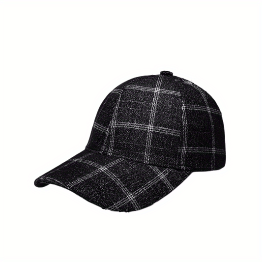 Vintage Plaid Casual Baseball Cap Sunscreen Cotton Blend Dad Hat Lightweight