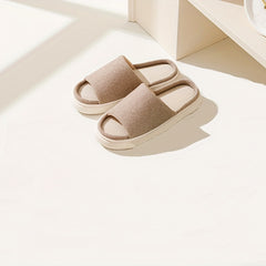 Men's Linen Open Toe Slides Non Slip Indoor House Shoes