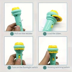 Mini Projector Flashlight with 24 Animal Dinosaur Space Slides